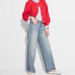 NWT Baggy Wide Leg Rigid Denim Carpenter Jeans Loose Fit Wild Fable Size 12